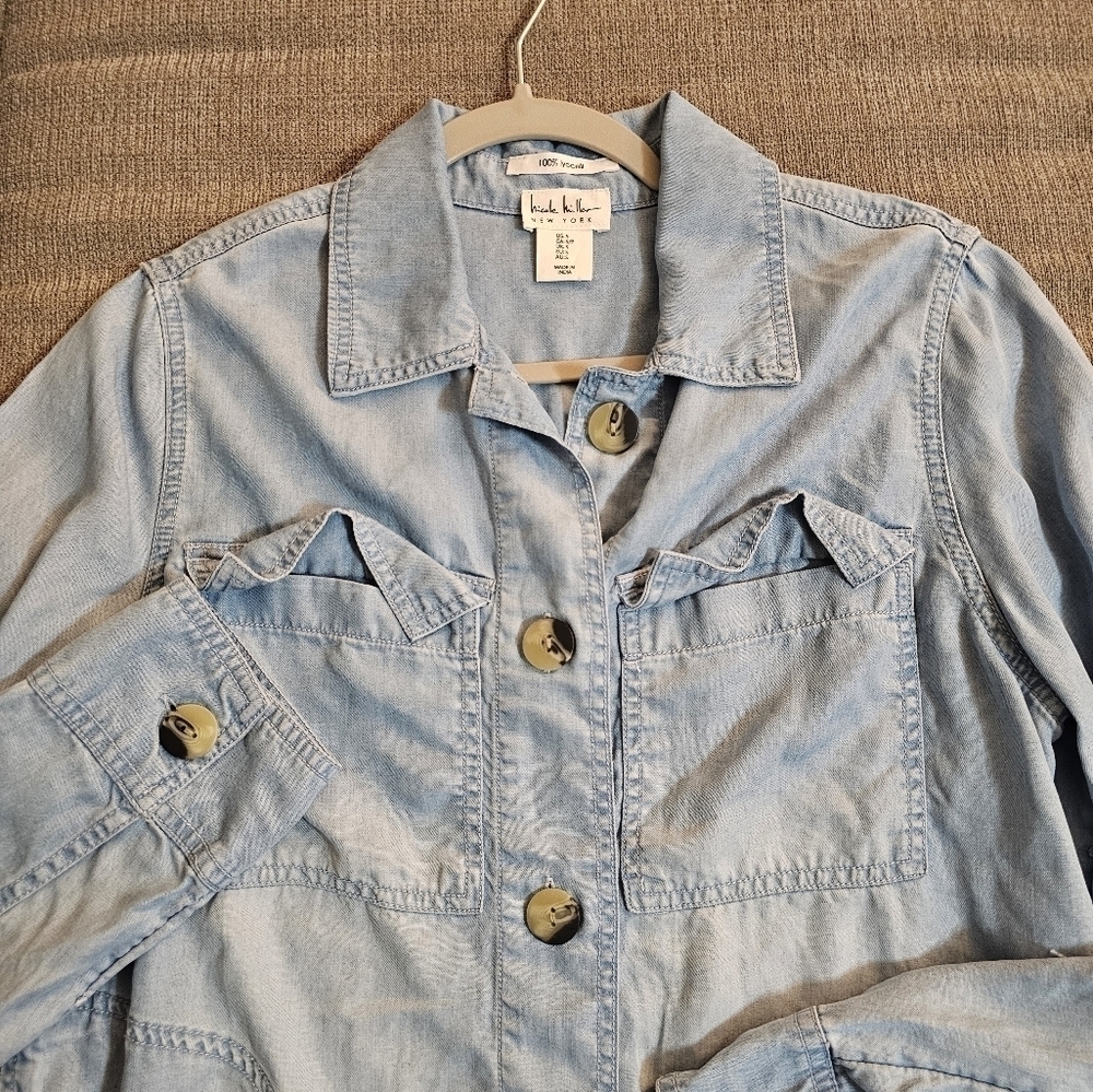 Nicole Miller Light Blue Lyocell Casual Lagen Shirt Shacket Size Small - Picture 4 of 5